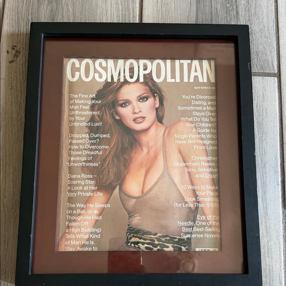 Cosmopolitan Framed Cover in Black Frame with Brown Mat